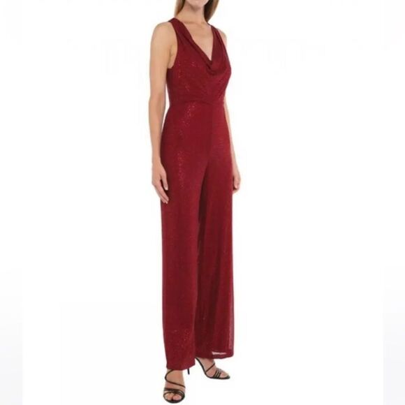 Alice + Olivia  jumpsuit Womens Size 6 Red Wine Sleeveless Pants Straight - Picture 1 of 16